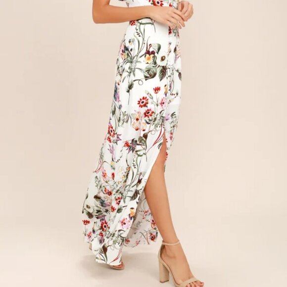 Lulus Bloom Ivory Floral Print Maxi Dress (Size Small) - Picture 4 of 11